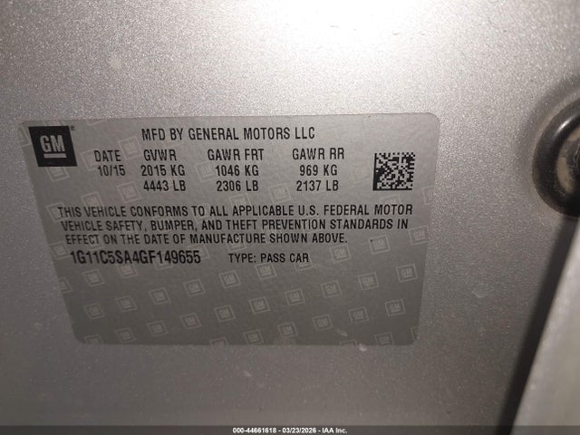 2016 CHEVROLET MALIBU LIMITED 1G11C5SA4GF149655 Photo 8