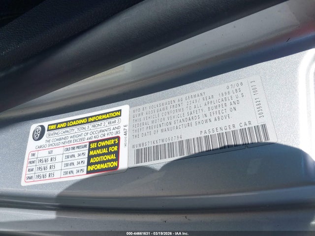 44661631 :رقم المزاد ، WVWBS71KX7W050794 vin ، 2007 Volkswagen Rabbit 2-door مزاد بيع