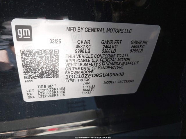 1GC10ZED9SU409548 Chevrolet Silverado Ev Lt