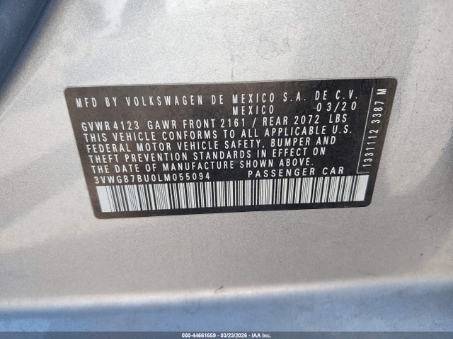 3VWGB7BU0LM055094 Volkswagen Jetta 1.4t Sel Premium
