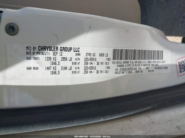 2013 Dodge Grand Caravan Sxt მანქანა იყიდება აუქციონზე, vin: 2C4RDGCG9DR551648, აუქციონის ნომერი: 44661682