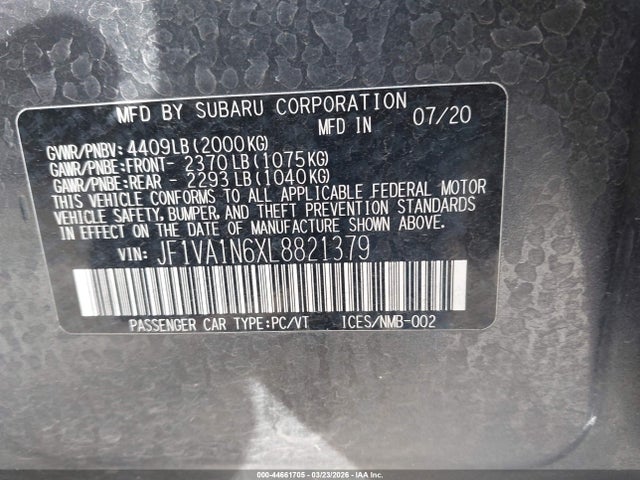 2020 SUBARU WRX JF1VA1N6XL8821379 Photo 8