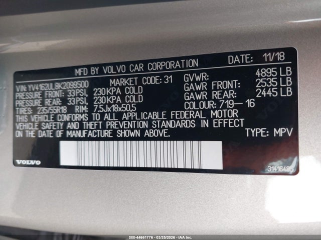 2019 VOLVO XC40 YV4162UL8K2099500 Photo 8