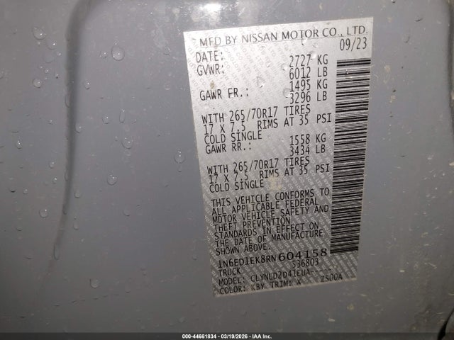 1N6ED1EK8RN604158 Nissan Frontier Pro-4x 4x4