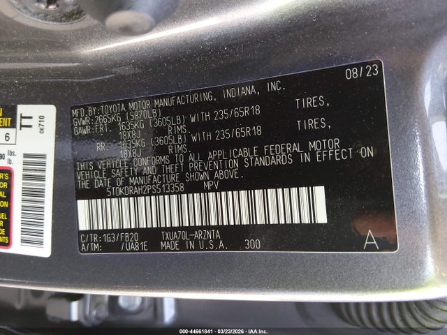 Toyota Highlander Le 2023 5TDKDRAH2PS513358 Image 9