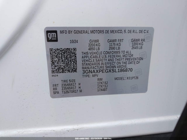 3GNAXPEGXSL186870 Chevrolet Equinox Awd Lt