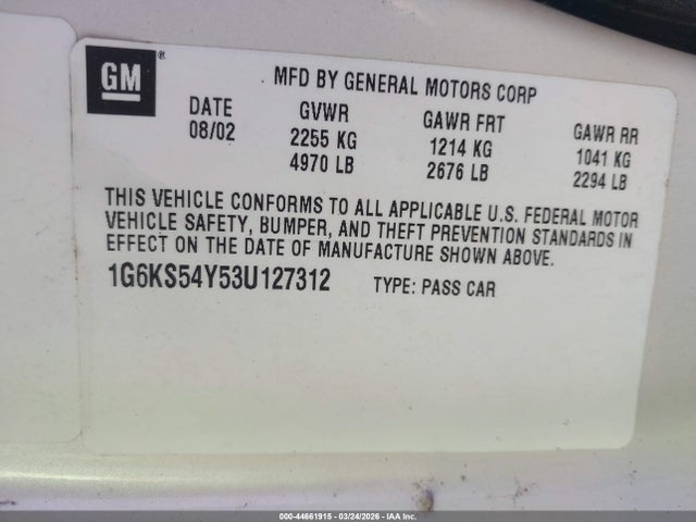 2003 CADILLAC SEVILLE 1G6KS54Y53U127312 Photo 8