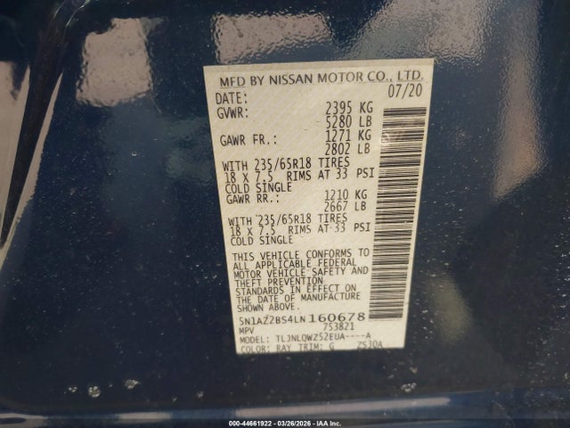 2020 NISSAN MURANO 5N1AZ2BS4LN160678 Photo 8