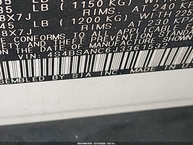 4S4BSANC6J3361532 Subaru Outback 2.5i Limited
