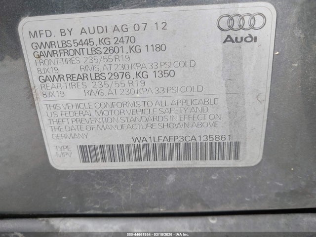 2012 AUDI Q5 WA1LFAFP3CA135861 Photo 8