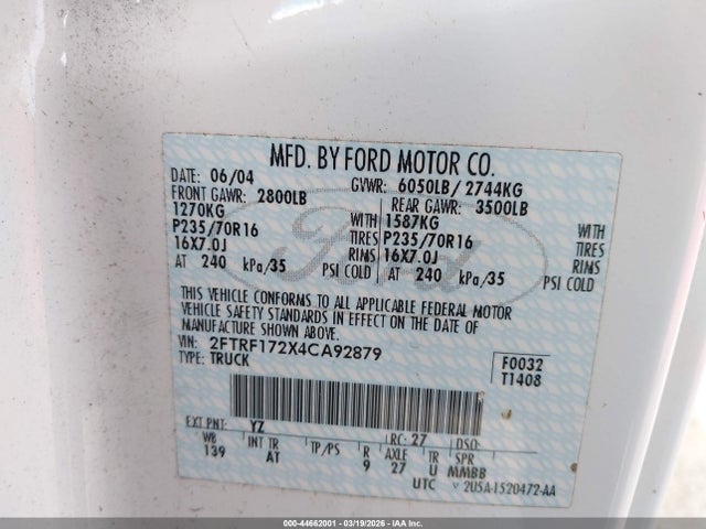 2004 FORD F-150 HERITAGE 2FTRF172X4CA92879 Photo 8