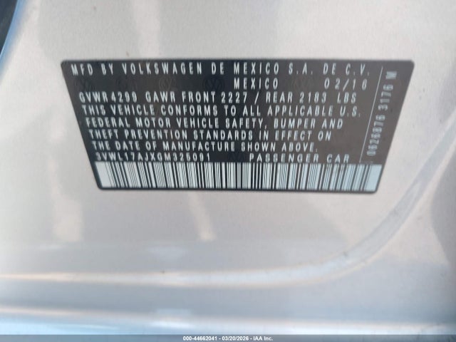 Aukcja sprzedaży 2016 Volkswagen Jetta 1.8t Sel, vin: 3VWL17AJXGM325091, numer aukcji: 44662041