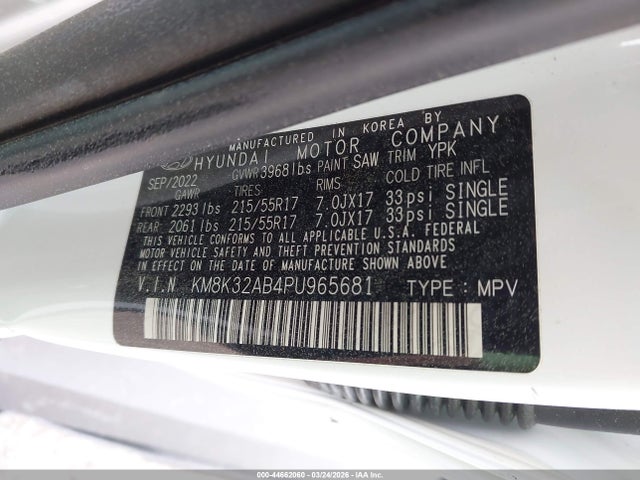 Aukcja sprzedaży 2023 Hyundai Kona Sel, vin: KM8K32AB4PU965681, numer aukcji: 44662060