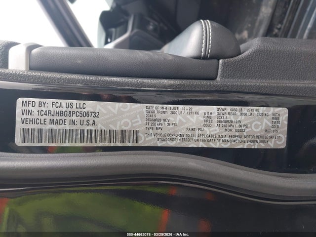 2023 Jeep Grand Cherokee Limited 4x4 მანქანა იყიდება აუქციონზე, vin: 1C4RJHBG8PC506732, აუქციონის ნომერი: 44662078