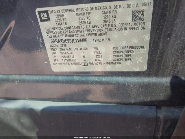 Aukcja sprzedaży 2018 Chevrolet Equinox Ls, vin: 3GNAXHEV0JL114496, numer aukcji: 44662094