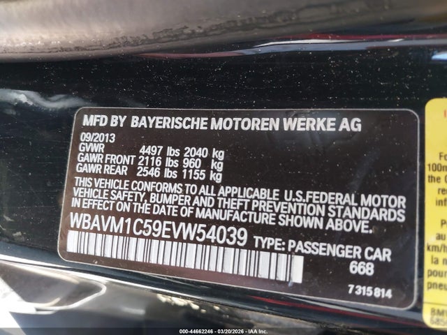 Продажа на аукционе авто 2014 Bmw X1 Sdrive28i, vin: WBAVM1C59EVW54039, номер лота: 44662246