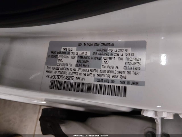 Aukcja sprzedaży 2021 Mazda Cx-5 Touring, vin: JM3KFBCM7M1488663, numer aukcji: 44662276