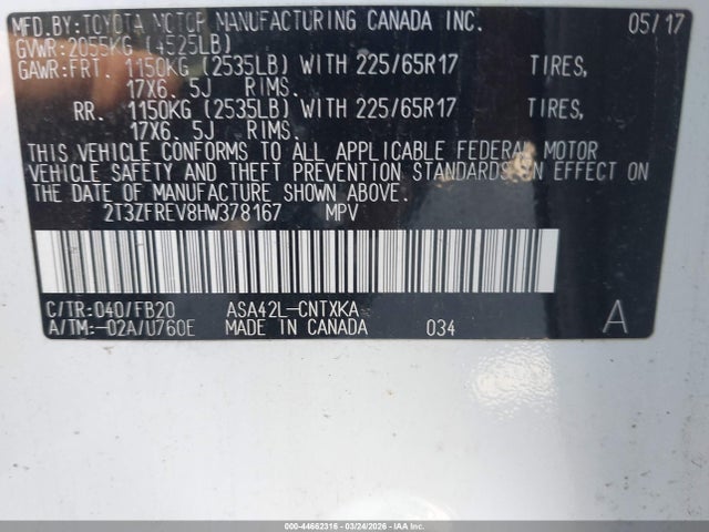 Toyota RAV4 LE 2017 2T3ZFREV8HW378167 Image 9