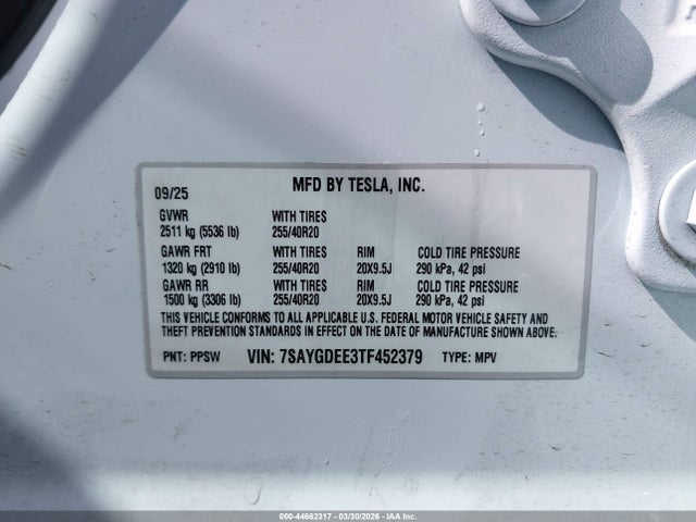2026 TESLA MODEL Y 7SAYGDEE3TF452379 Photo 8