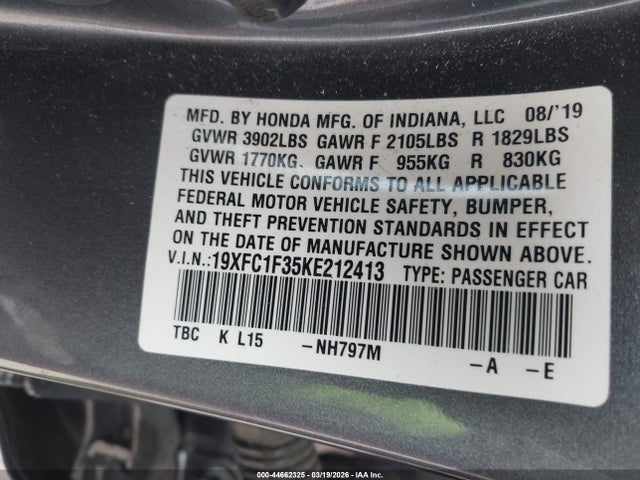19XFC1F35KE212413 Honda CIVIC EX