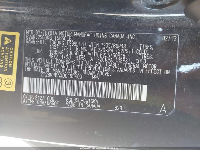 Продаж на аукціоні авто 2013 Lexus Rx 350, vin: 2T2BK1BAXDC195403, номер лоту: 44662338