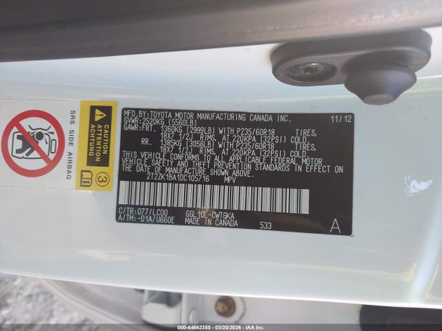 Продаж на аукціоні авто 2013 Lexus Rx 350, vin: 2T2ZK1BA1DC105716, номер лоту: 44662350