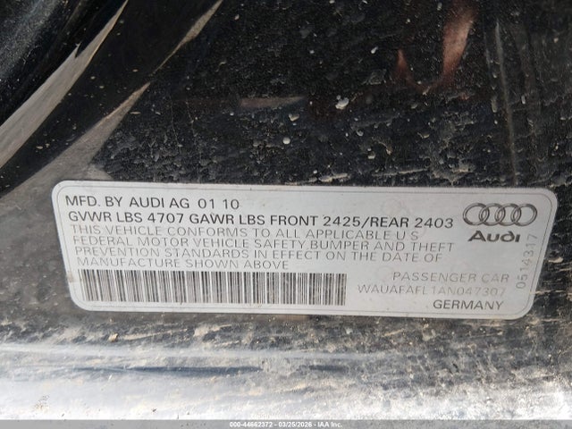 Aukcja sprzedaży 2010 Audi A4 2.0t Premium, vin: WAUAFAFL1AN047307, numer aukcji: 44662372
