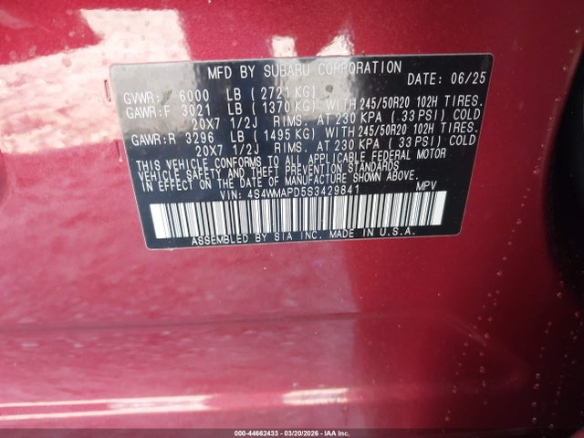 2025 SUBARU ASCENT 4S4WMAPD5S3429841 Photo 8