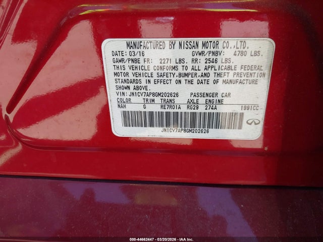 2016 INFINITI Q50 JN1CV7AP8GM202626 Photo 8