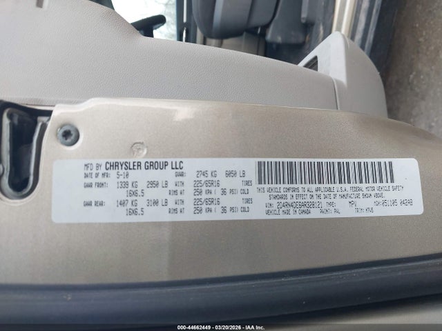 Продажа на аукционе авто 2010 Dodge Grand Caravan Se, vin: 2D4RN4DE6AR328121, номер лота: 44662449