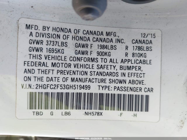 2016 HONDA CIVIC 2HGFC2F53GH519499 Photo 8