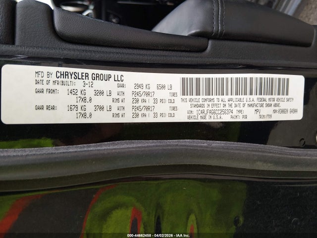 44662458 :رقم المزاد ، 1C4RJFAG6CC256374 vin ، 2012 Jeep Grand Cherokee Laredo مزاد بيع