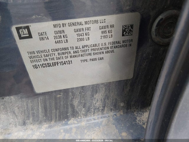 Продажа на аукционе авто 2015 Chevrolet Malibu 1lt, vin: 1G11C5SL6FF154131, номер лота: 44662464
