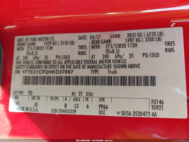 2017 FORD F-150 1FTEX1CP2HKD37897 Photo 8