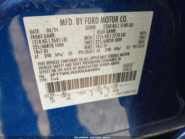 2024 FORD MAVERICK 3FTTW8J9XRRA84994 Photo 8