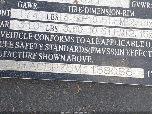 2021 Taizhou Zhongneng Wolf Rx-50 49cc ?ope მანქანა იყიდება აუქციონზე, vin: L5YACBPZ5M1138086, აუქციონის ნომერი: 44662557