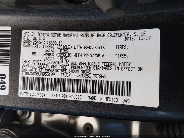 3TMAZ5CN8JM053199 Toyota Tacoma Sr5 V6
