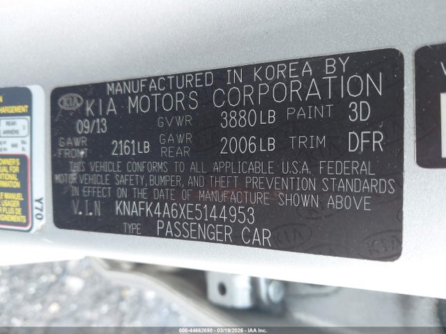 Aukcja sprzedaży 2014 Kia Forte Lx, vin: KNAFK4A6XE5144953, numer aukcji: 44662690