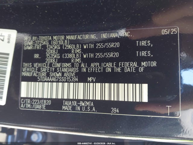 Продажа на аукционе авто 2025 Lexus Tx 350 Premium, vin: 5TDAAAA67SS015394, номер лота: 44662741