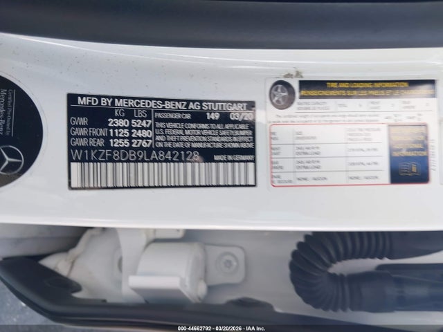 2020 Mercedes-benz E 350 მანქანა იყიდება აუქციონზე, vin: W1KZF8DB9LA842128, აუქციონის ნომერი: 44662792