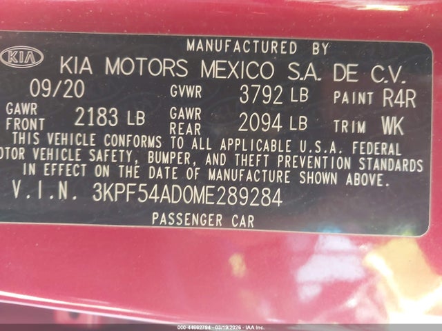 Aukcja sprzedaży 2021 Kia Forte Ex, vin: 3KPF54AD0ME289284, numer aukcji: 44662794