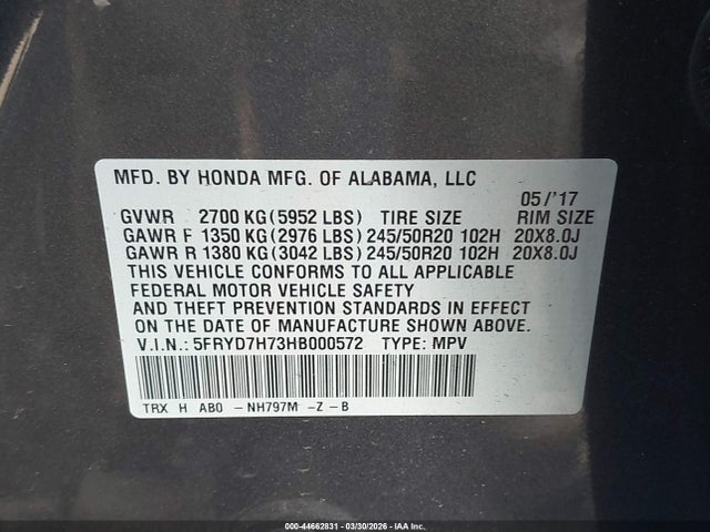 5FRYD7H73HB000572 Acura Mdx Sport Hybrid Advance Package