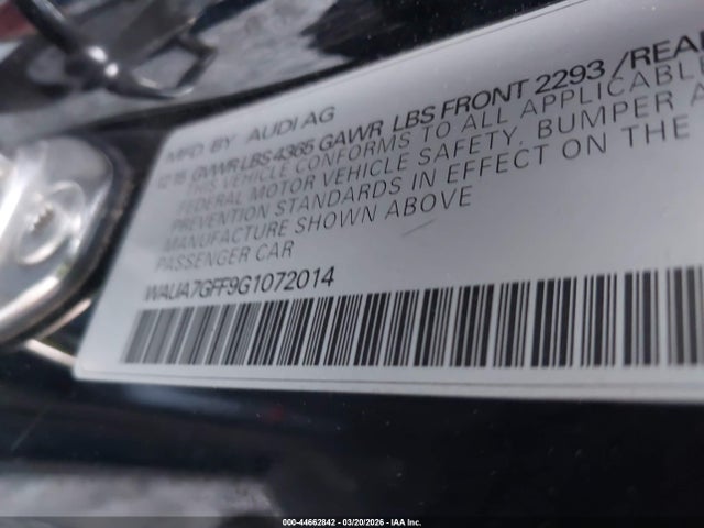 Продаж на аукціоні авто 2016 Audi A3 1.8t Premium, vin: WAUA7GFF9G1072014, номер лоту: 44662842