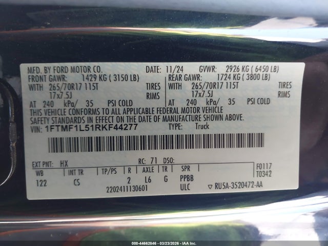 2024 FORD F-150 1FTMF1L51RKF44277 Photo 8