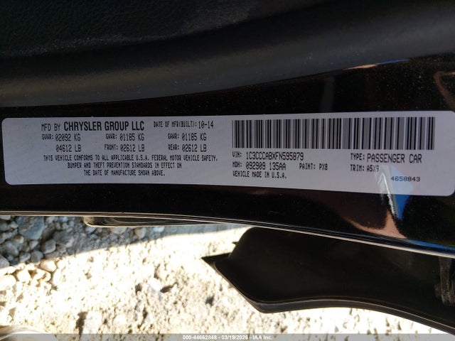Продажа на аукционе авто 2015 Chrysler 200 Limited, vin: 1C3CCCABXFN595879, номер лота: 44662848