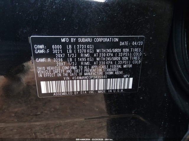 2023 SUBARU ASCENT 4S4WMAWD3P3435940 Photo 8