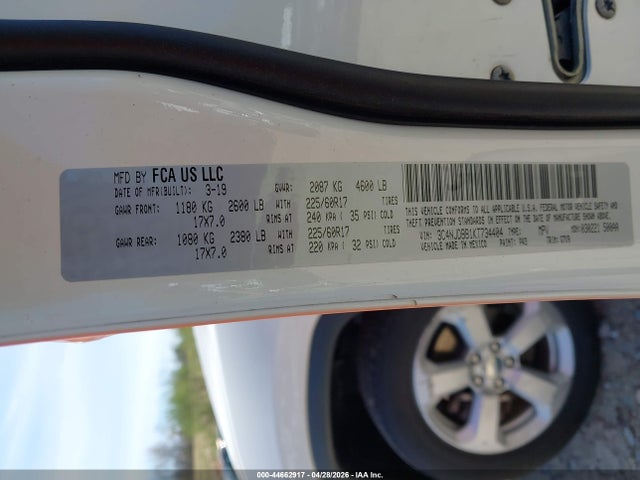 Продаж на аукціоні авто 2019 Jeep Compass Latitude 4x4, vin: 3C4NJDBB1KT734404, номер лоту: 44662917