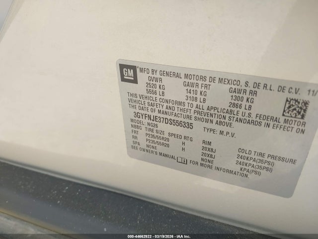 Продажа на аукционе авто 2013 Cadillac Srx Premium Collection, vin: 3GYFNJE37DS556335, номер лота: 44662922