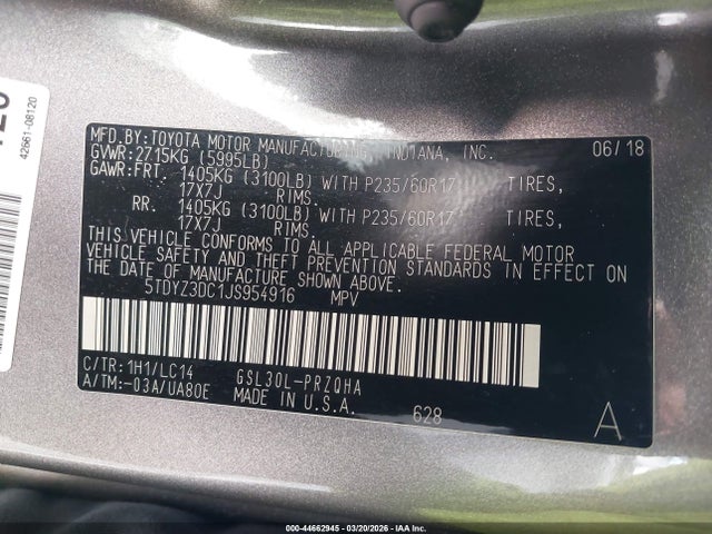 2018 TOYOTA SIENNA 5TDYZ3DC1JS954916 Photo 8