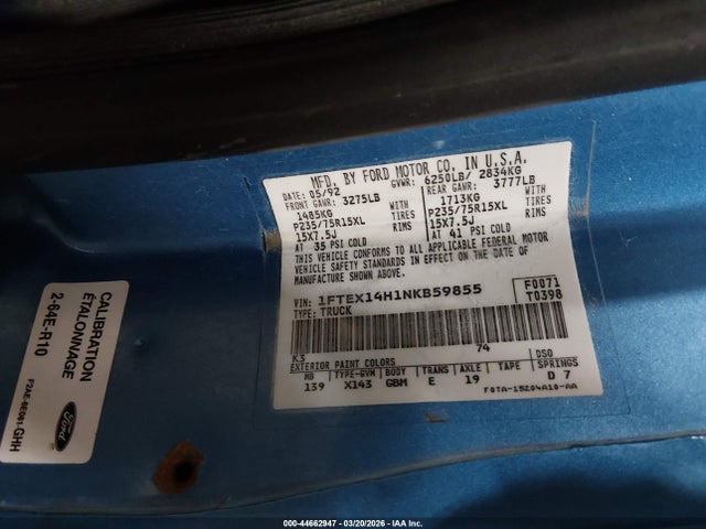 Продажа на аукционе авто 1992 Ford F150, vin: 1FTEX14H1NKB59855, номер лота: 44662947